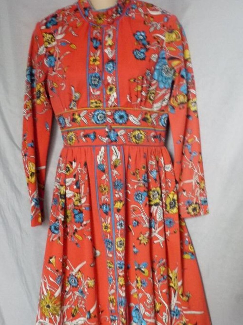 MISS SERBIN PSYCHEDELIC FLORAL VINTAGE GOWN DRESS M